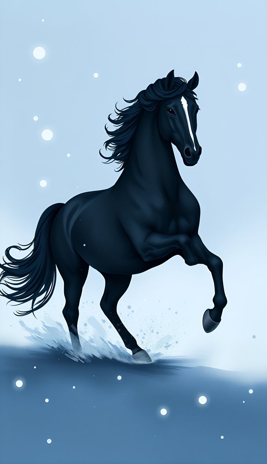 Black Stallion in Snow