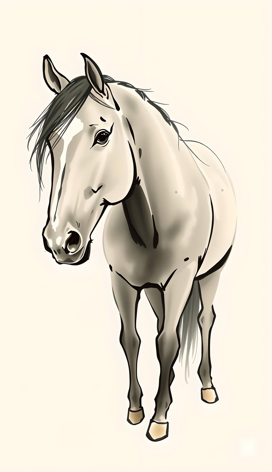 Grey Horse Ink Wash