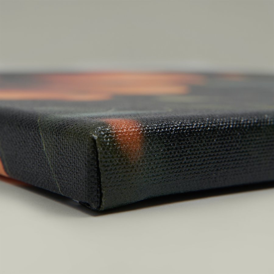 Close-up of a canvas wrapped edge